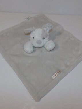 Blanket & Beyond Gray White Puppy Dog Security Blanket Plush Baby Lovey Nunu